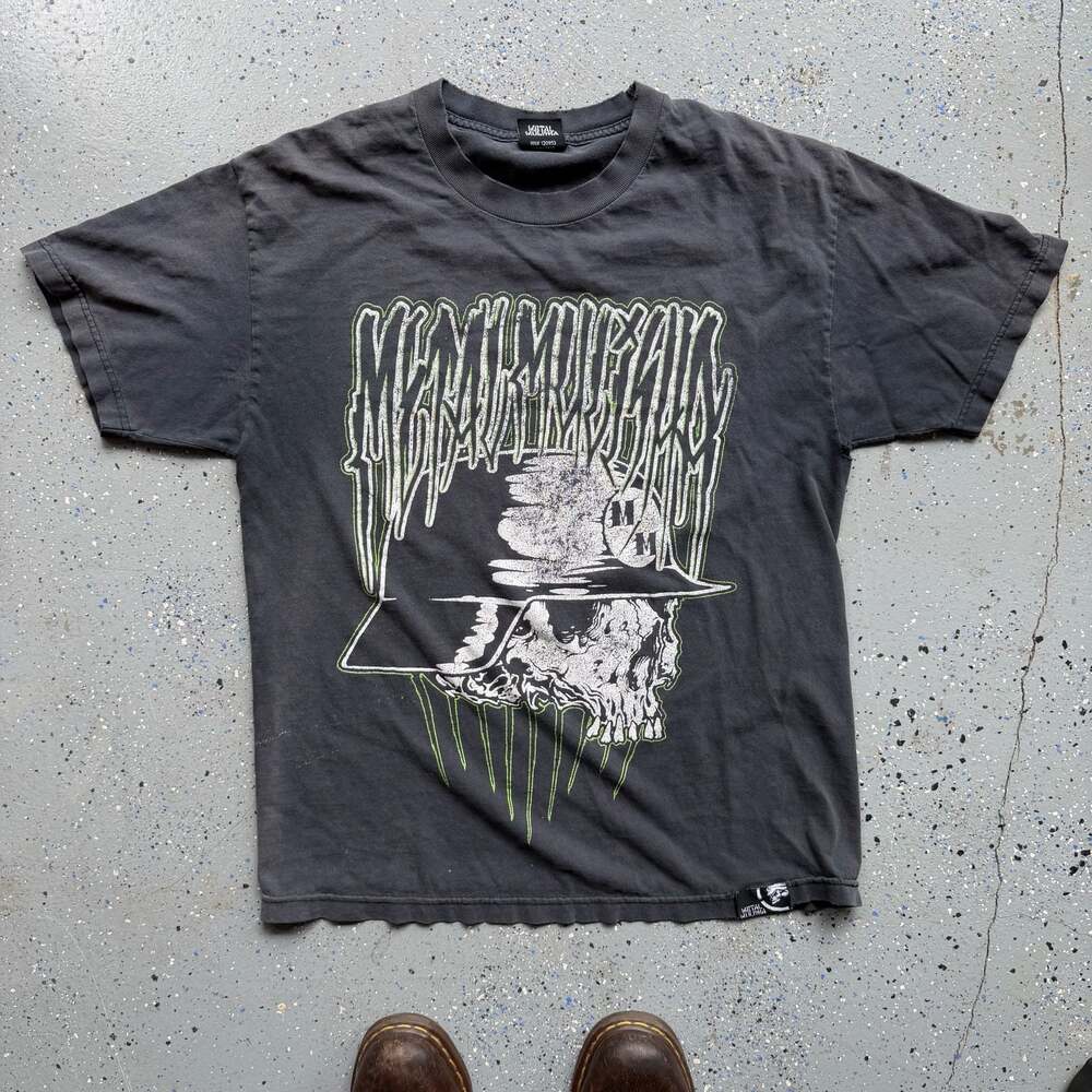Metal Mulisha Skull Helmet Graphic T-Shirt Charcoal Black